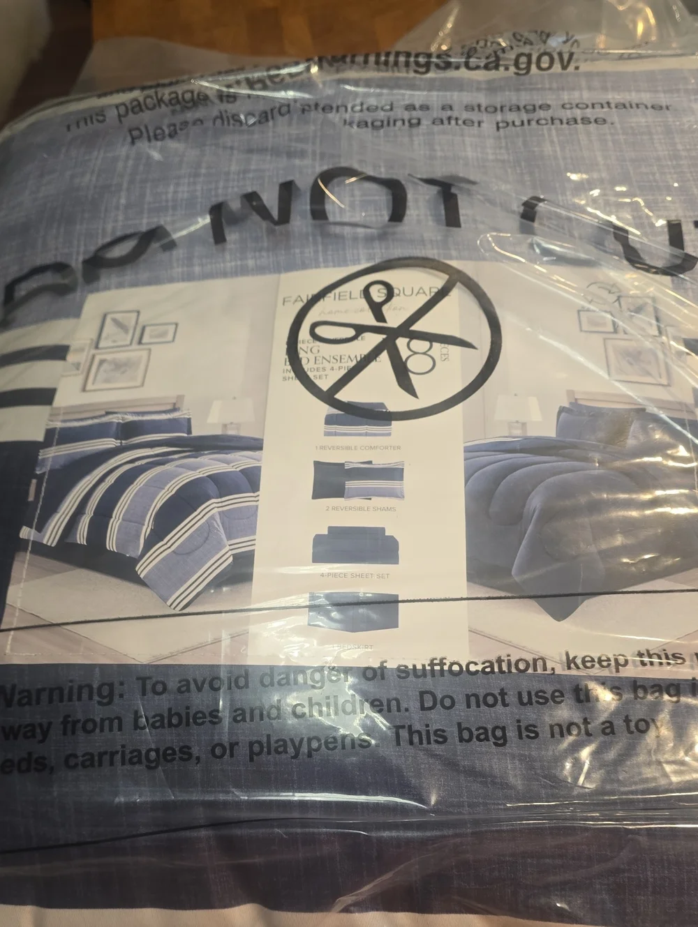 Fairfield Square Reversible Navy and White Striped Comforter Set - Home Bedding